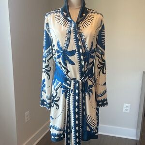 NWT Farm Rio Evil Eye Dress With Long Sleeve Palm Sleeves (XS)